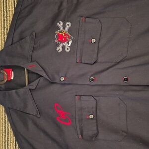 COOP Moto Poster Pop Black Red Devil Embroidered Cotton USA L Short Sleeve Shirt